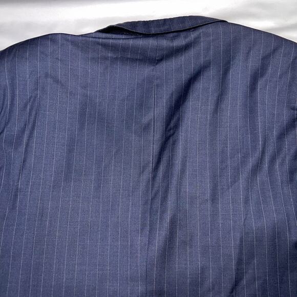 BURBERRY Sport Coat Size 50R Navy Pinstripe Wool Jacket Kensington Blazer FLAWED - Picture 6 of 11